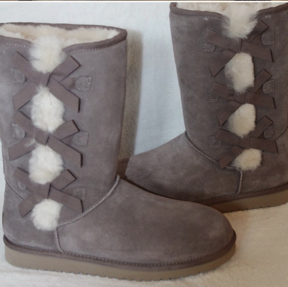 UGG Shoes - UGG KOOLABURRA TALL GREY SUEDE BOW BOOTS